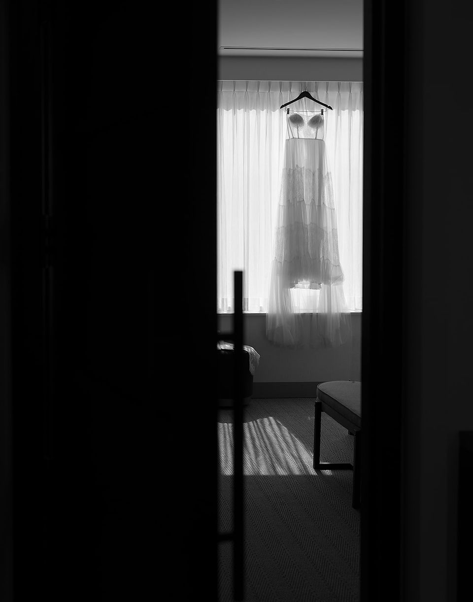 Bridal Morning - Dress hanging 