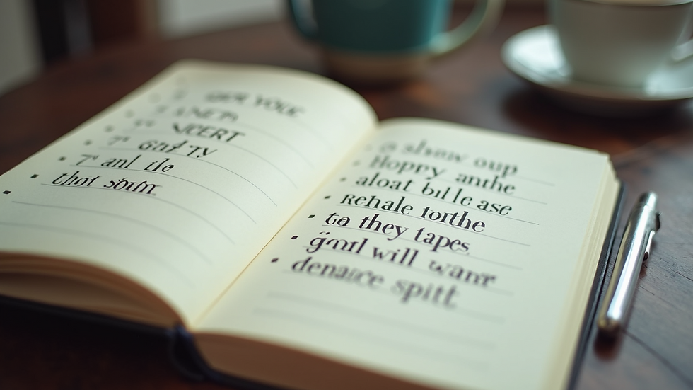 Close-up view of an open notebook with motivational quotes and goal tracking