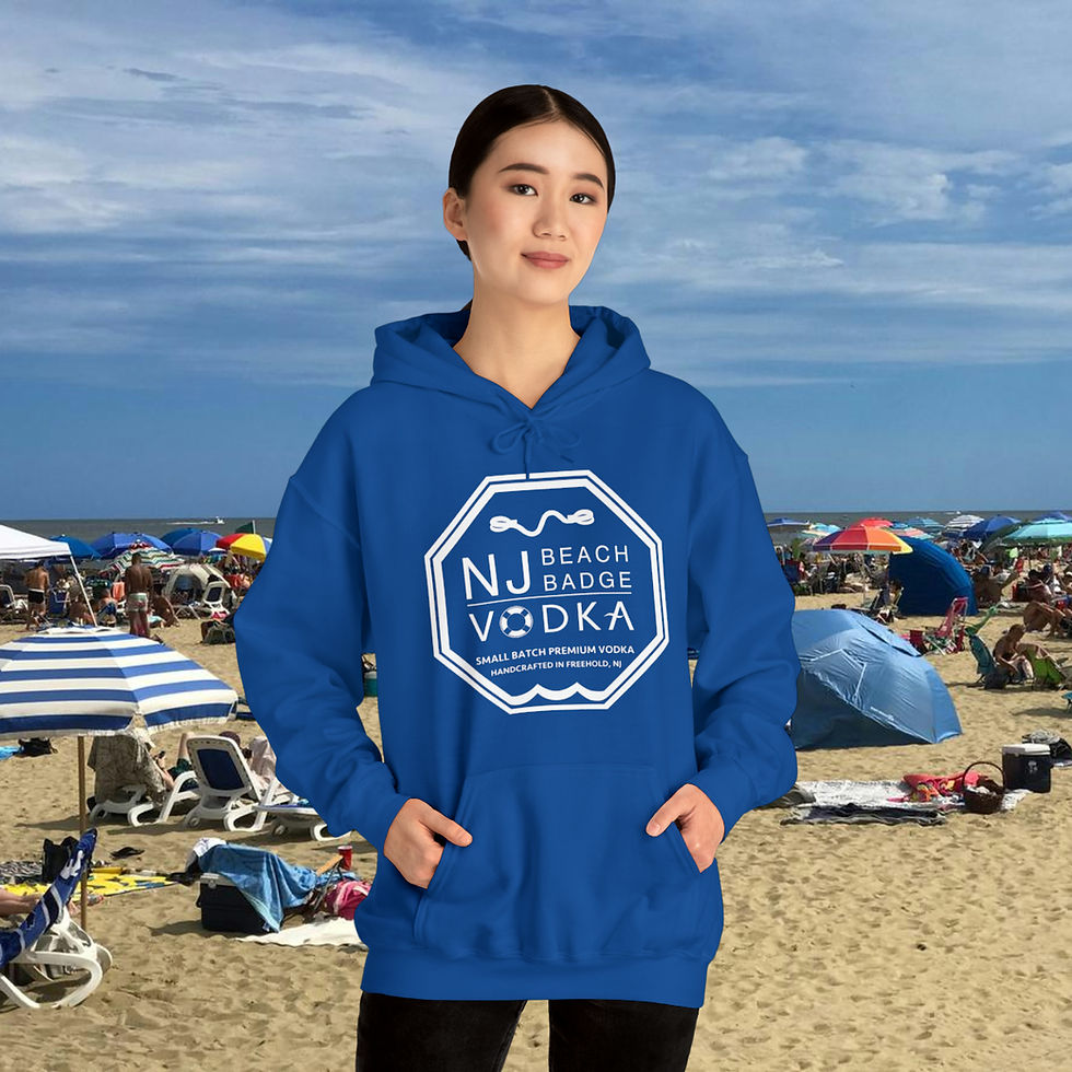 Thumbnail: NJ Beach Badge Vodka Unisex Heavy Blend™ Hooded Sweatshirt