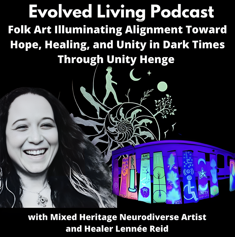 Evolved Living Podcast episode artwork featuring folk artist and healer Lennée Reid