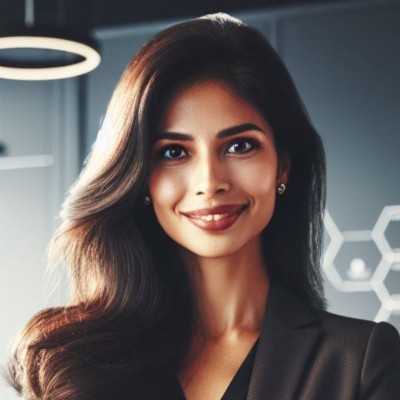 Image of a woman with standing hairs and funny expression