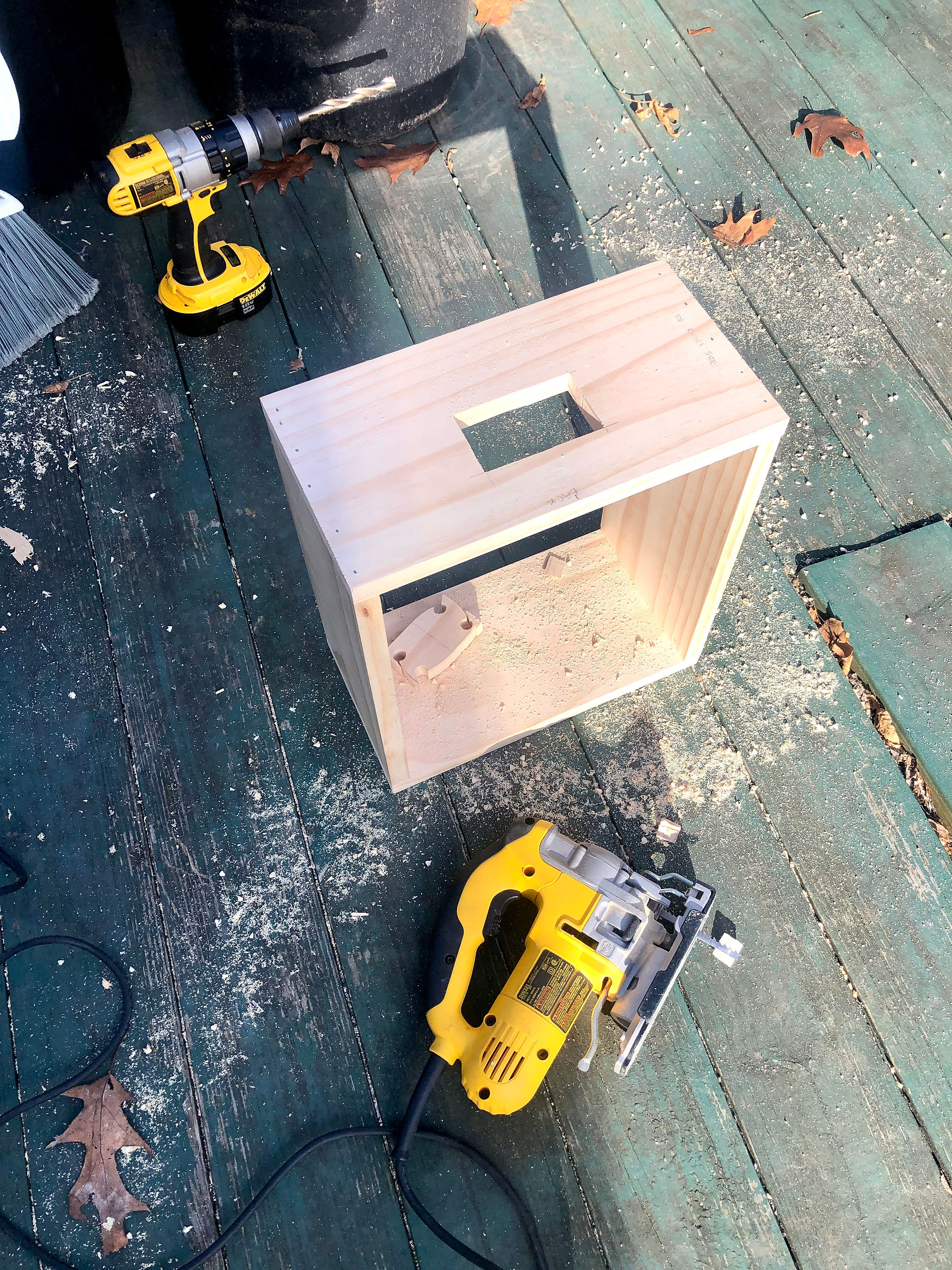 jigsaw to cut electrical outlet in custom built in 