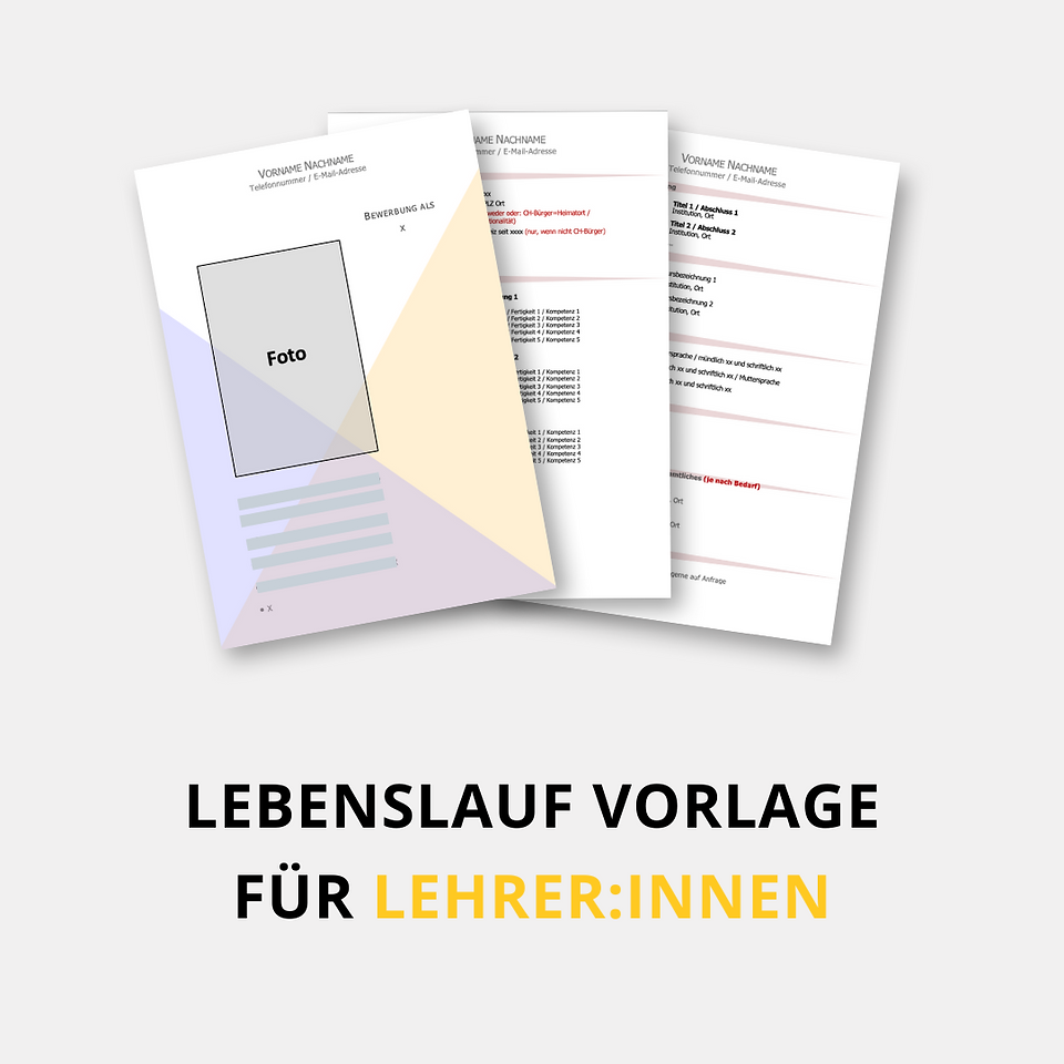 Lebenslauf Vorlage LehrerIn