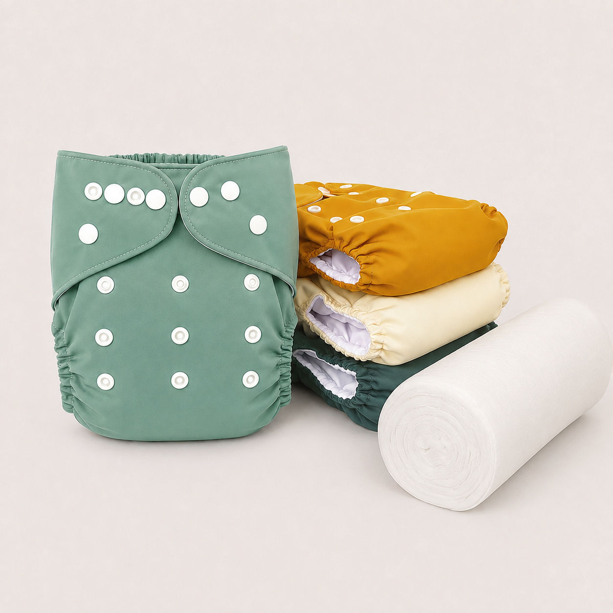 Pañales Ecológicos de Tela Multietapa x 4 Unds. + Rollo de Bambú