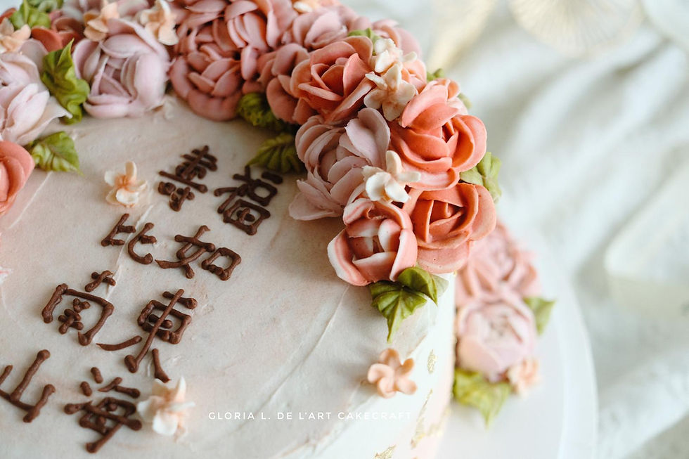 Thumbnail: 8" Edible Flowers Birthday Cake with EdibleGold