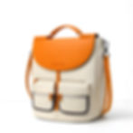 Legacy designer leather backpack with flap pockets by Odd Modd front right angle