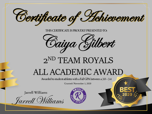 Softball 2nd Team 2020 Fall All-Academic Team
