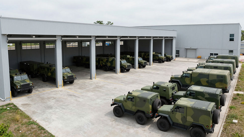 Military vehicles at a Danish National Defence facility