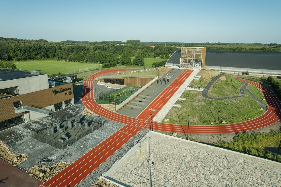 Aerial view of Danish National Defence outdoor sports facility