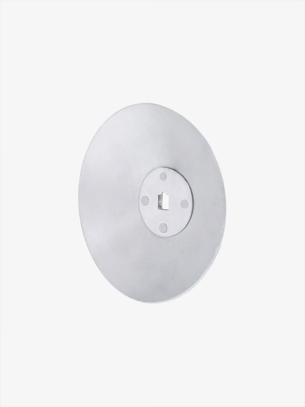 Ferre Foil Standard Guard glossy silver angled exterior view with center mounting hole and polished finish