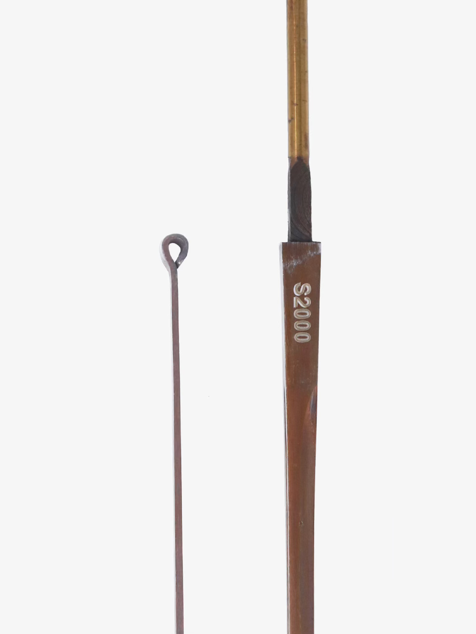 Ferre Sabre Blade non-FIE Bronze close-up showing S2000 marking, tang, bronze finish, and steel blade profile