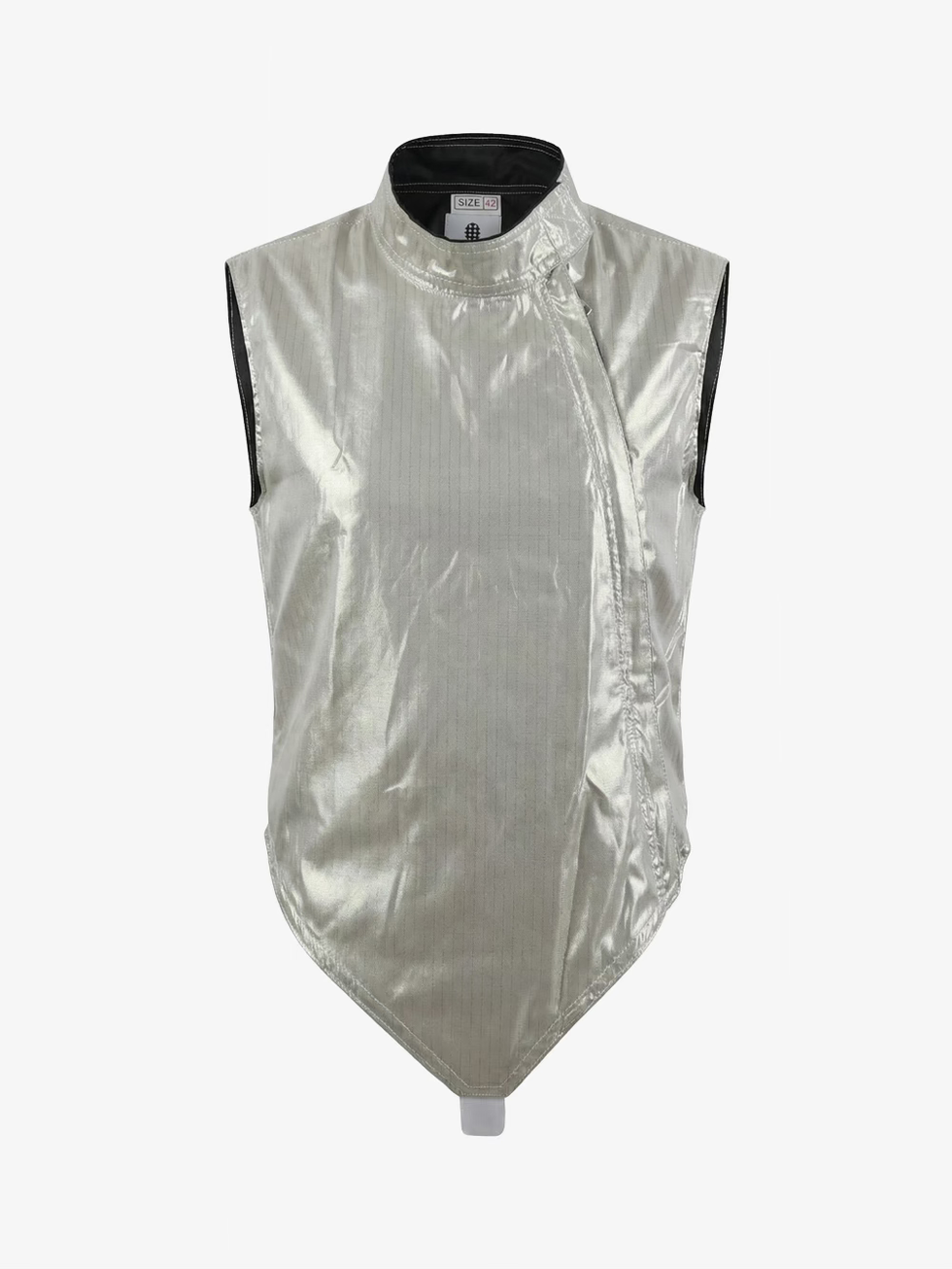 Ferre Lightweight Washable Kids Foil Lame front view with conductive silver fabric for electric foil fencing