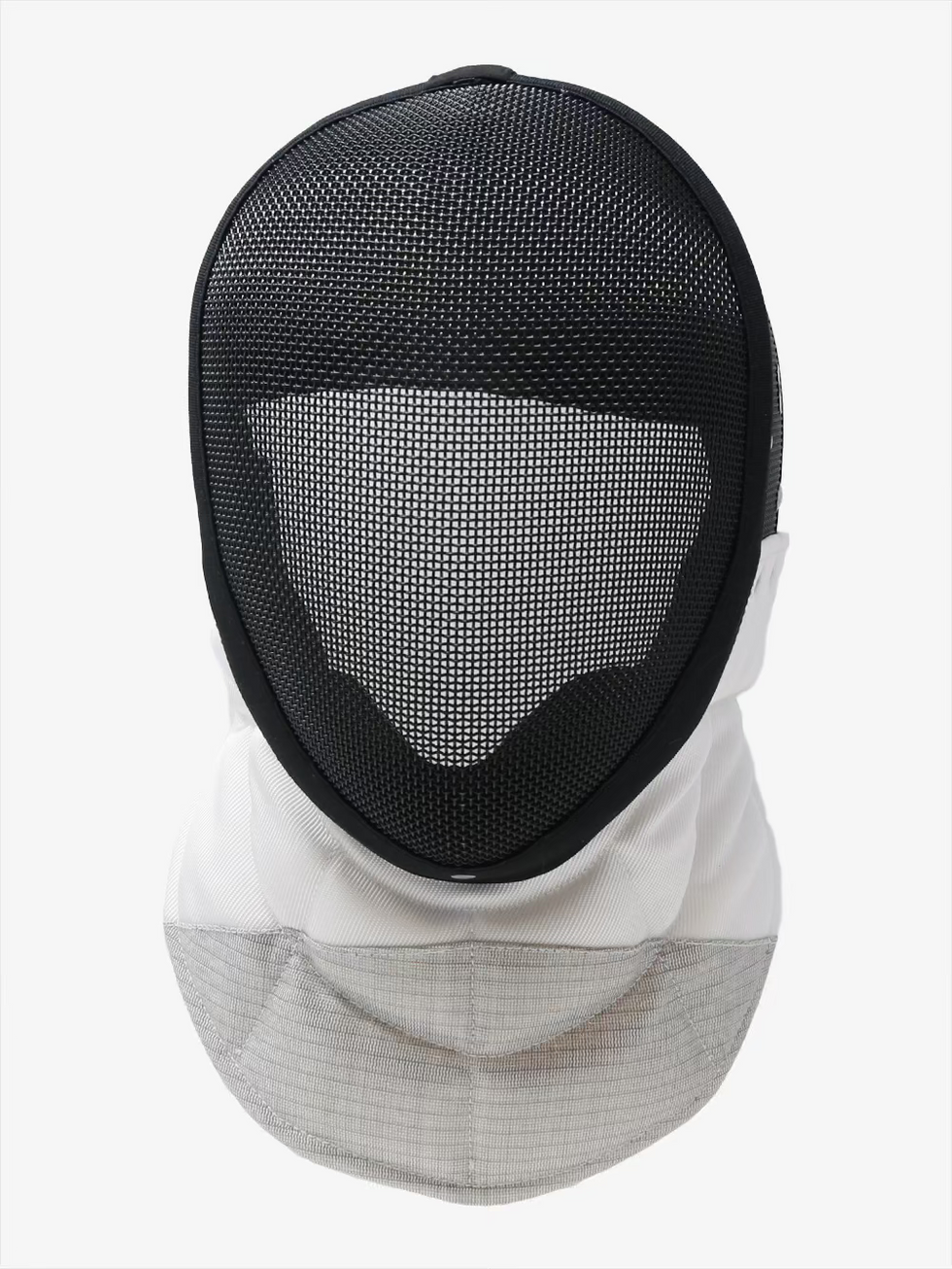 Ferre Foil Inox Mask front view with black stainless steel mesh and white protective bib