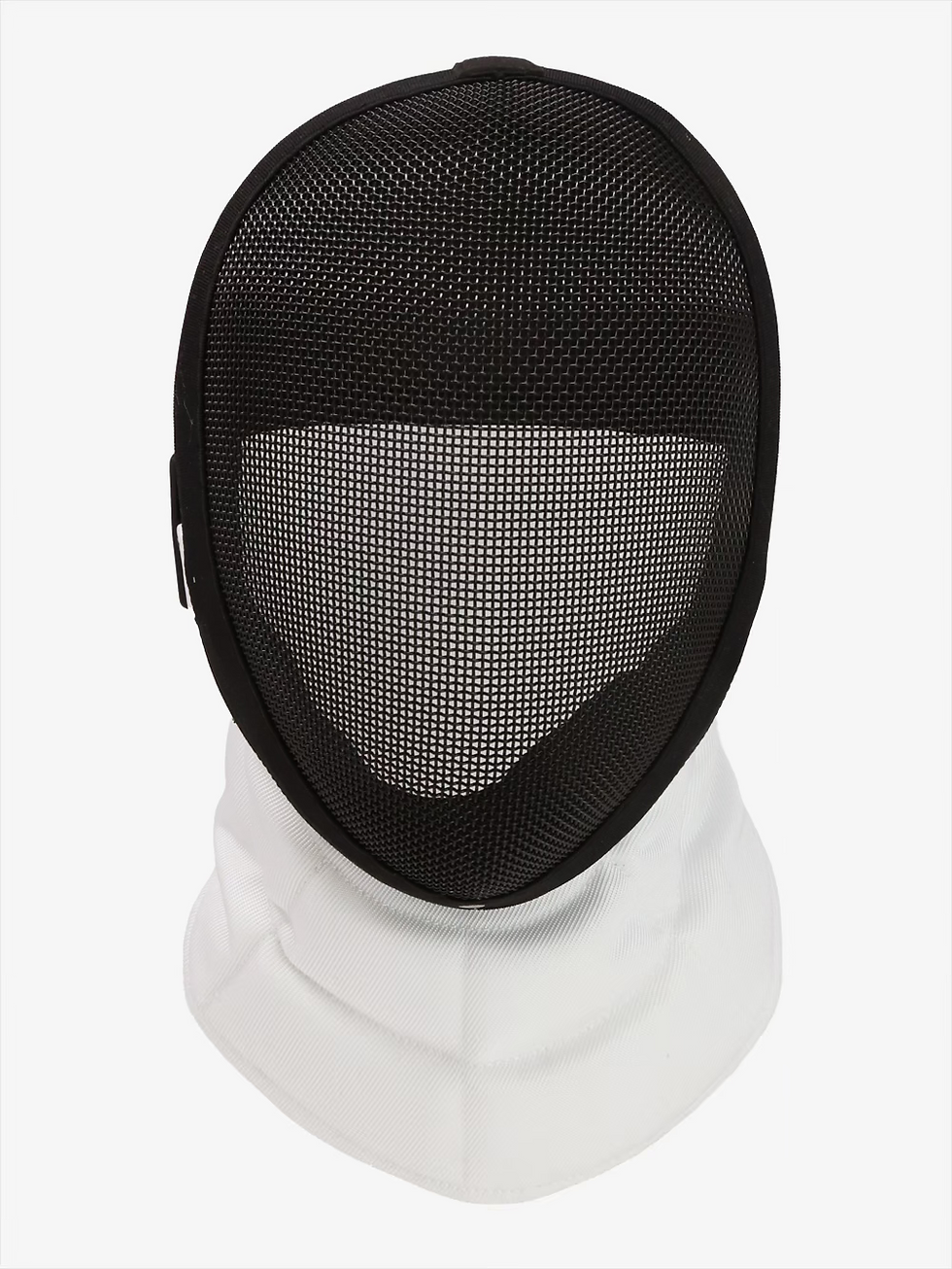 Ferre Epee Mask CE350N front view with black steel mesh and white protective bib