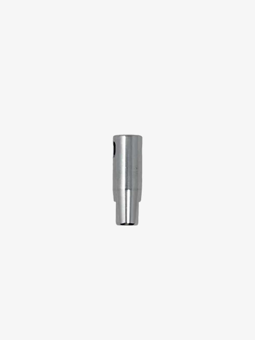 Epee Point Barrel close-up showing silver steel finish, threaded body, and small side opening for point assembly
