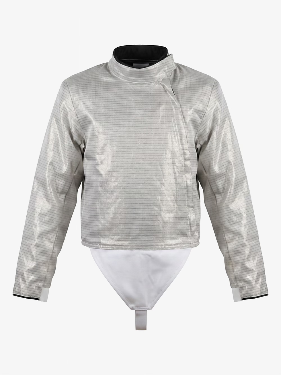 Ferre Kids Sabre Lamé front view with conductive silver fabric for electric sabre fencing