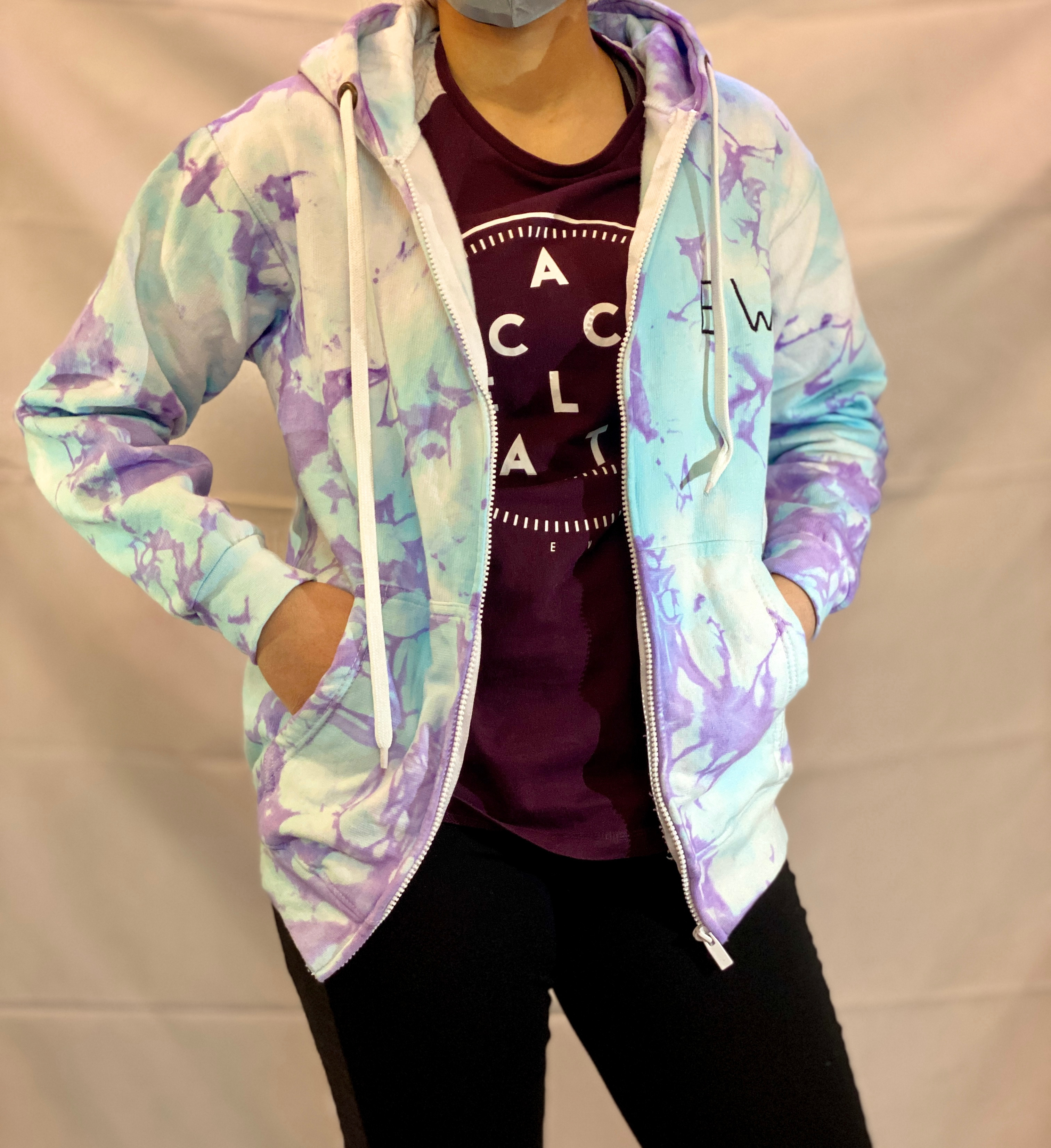 Purple and Sky Blue Tie Dye Hoodie