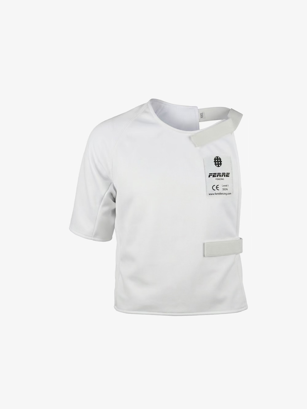Ferre Fencing Kids Plastron Pro 600N front view with white protective fabric and closure straps