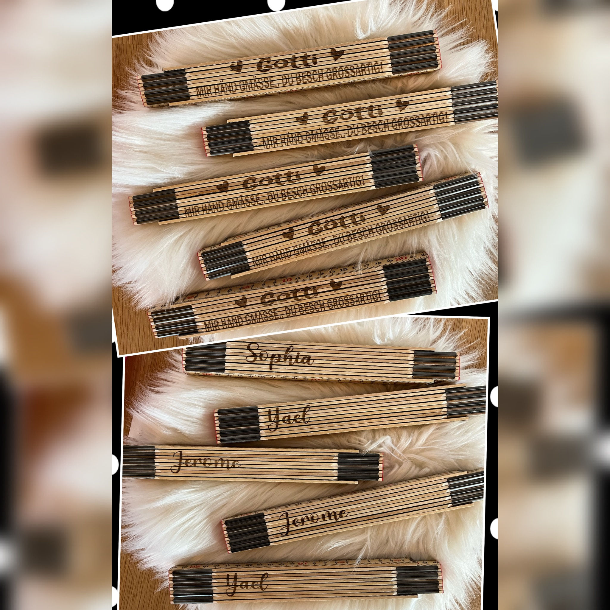 Meter gelasert Holz einseitig