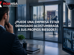 Empresa observando los riesgos de seguridad de sus instalaciones a través de cámaras de vigilancia y sistemas de monitoreo.