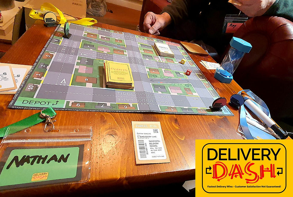 Delivery Dash board game being played by Nathan