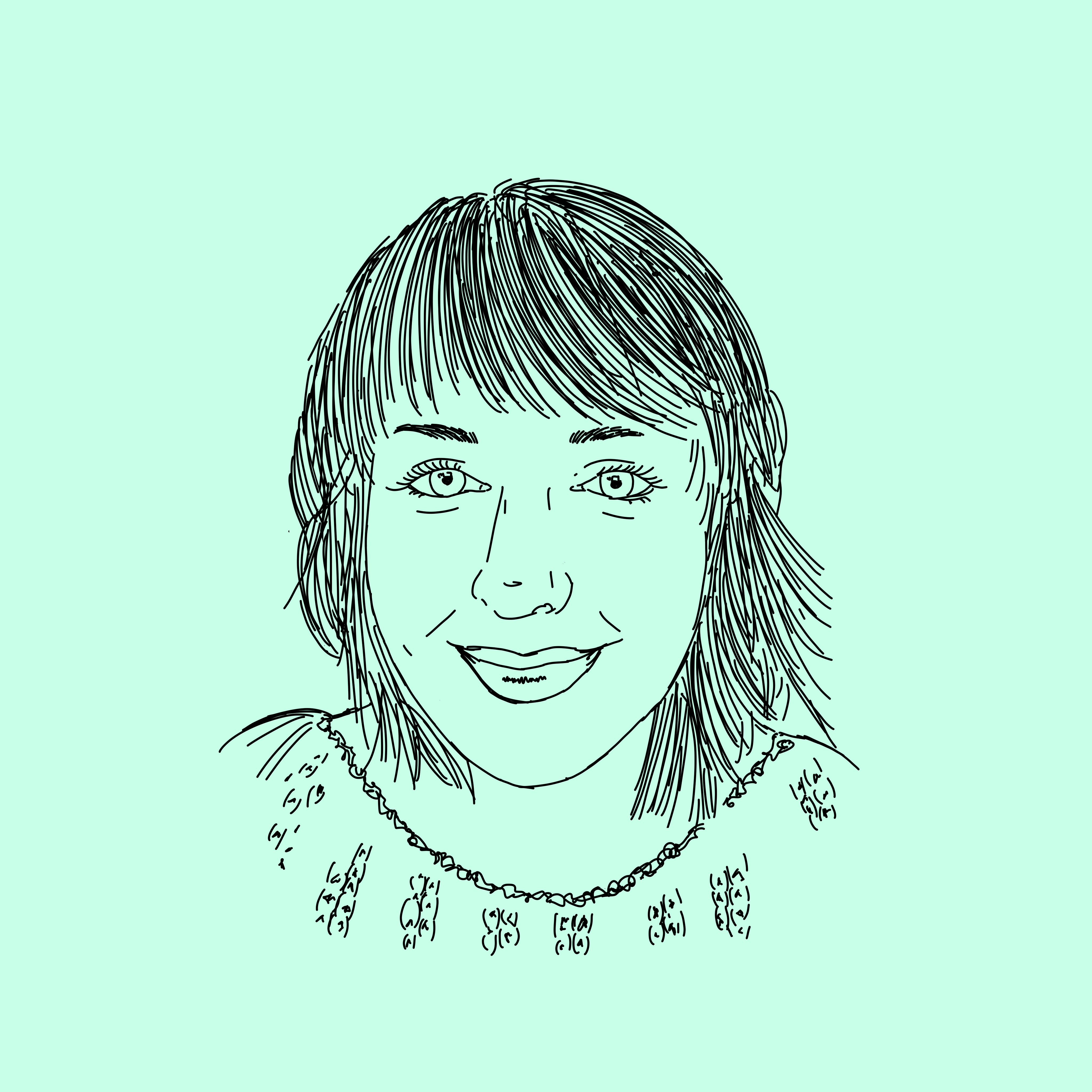 Smiling woman's sketch portrait
