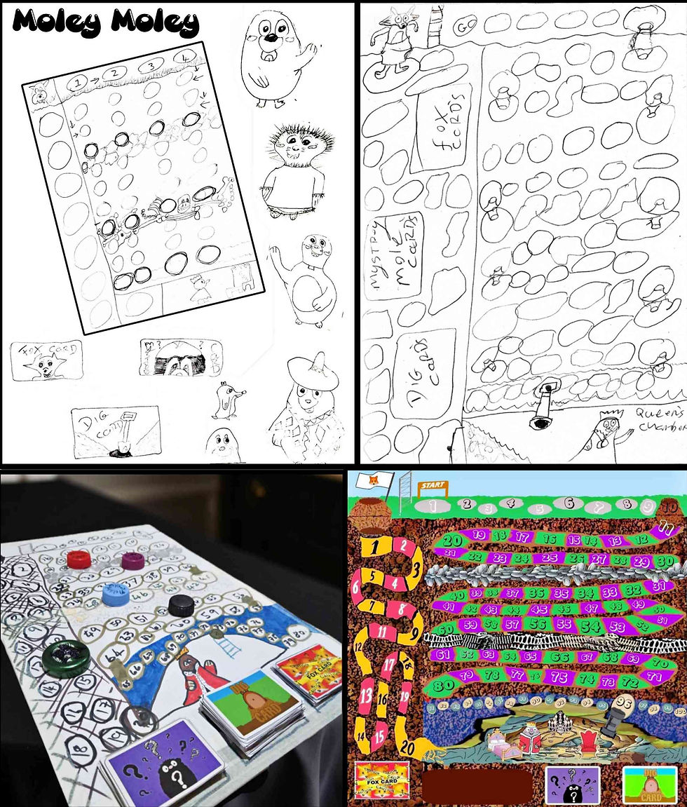 Mole Moley board game design sketches and prototypes