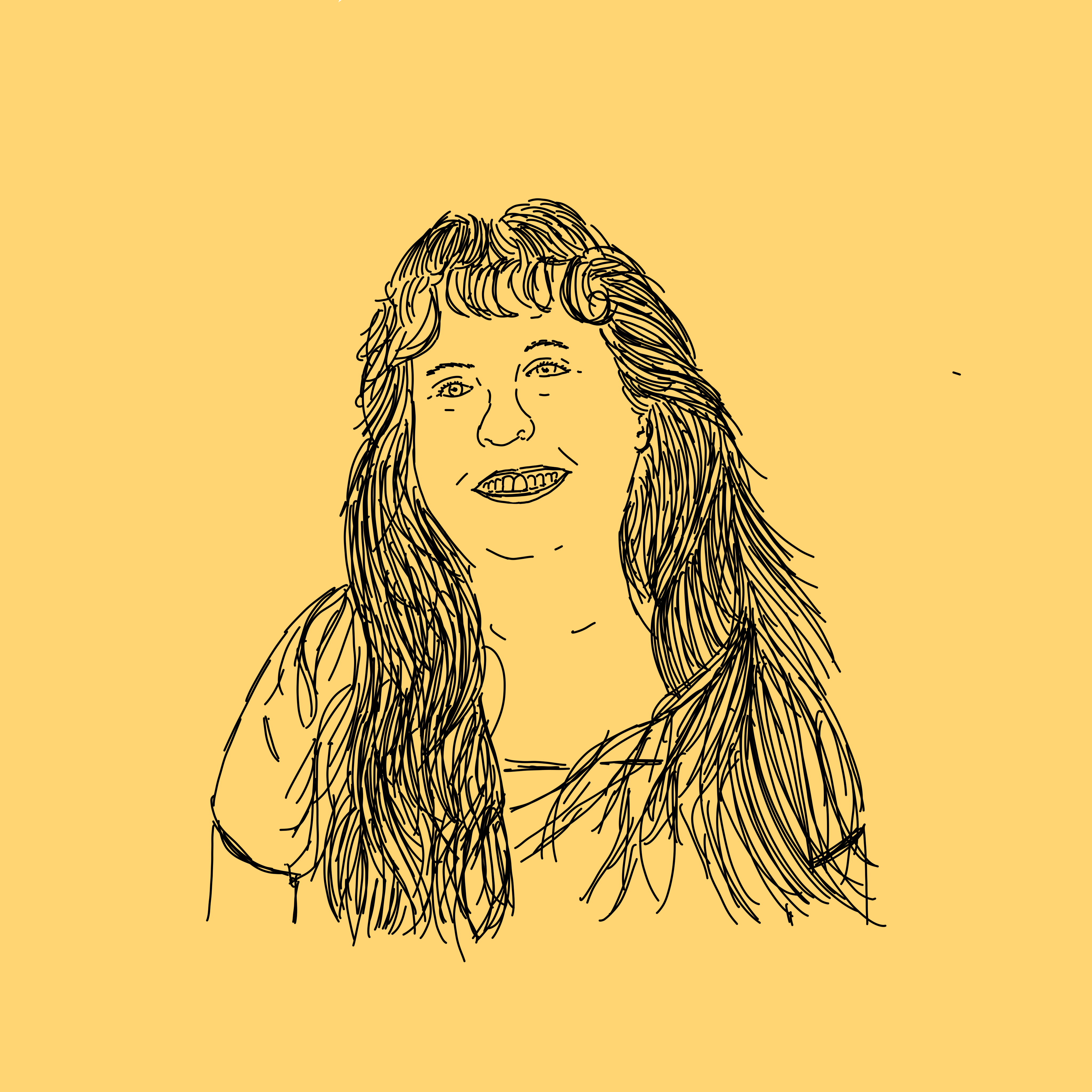 Smiling woman's line art portrait