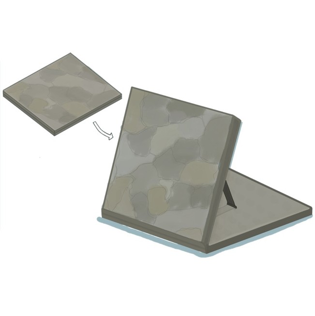 Stone tile assembling: placing top onto base