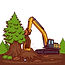 Excavator tearing down a tree clip art .