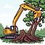 Excavator taking down a tree clipart.jpg