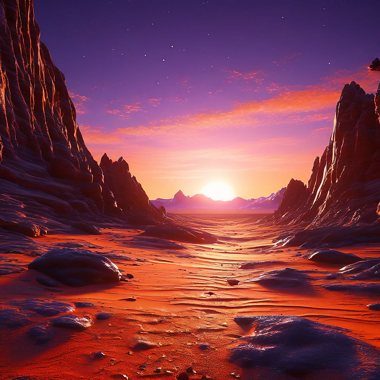 create-a-desert-with-orange-ice-pillars-and-sand-waves-with-a-purple-sun-rendered-in-4k-3d