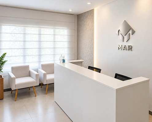 Recepção Moderna com Logo MAR