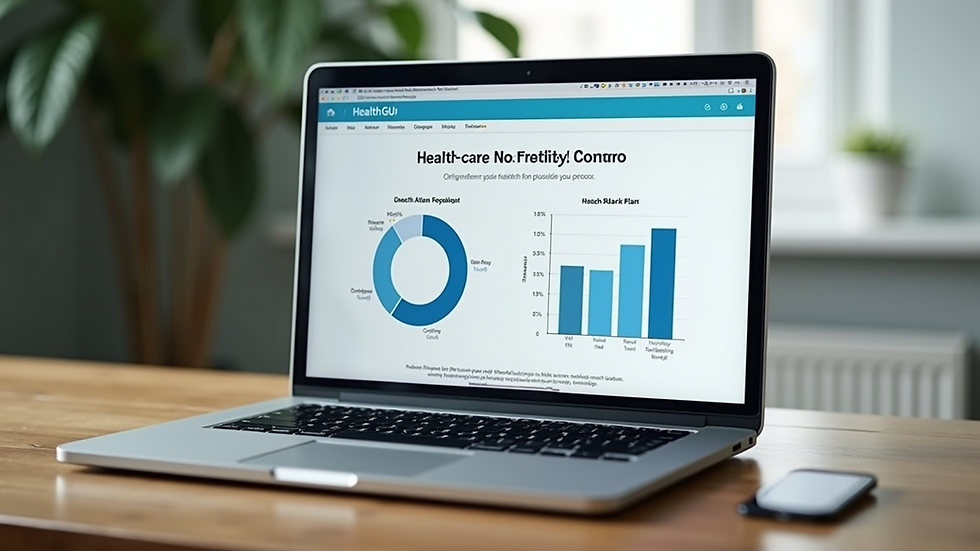 Close-up view of a laptop screen showing healthcare plan comparison charts
