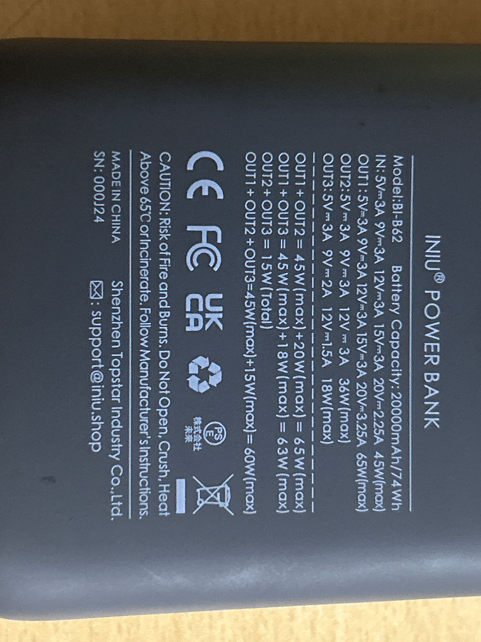 Miniatura: 🔋 Power Bank INIU 20000mAh Fast Charge 65W