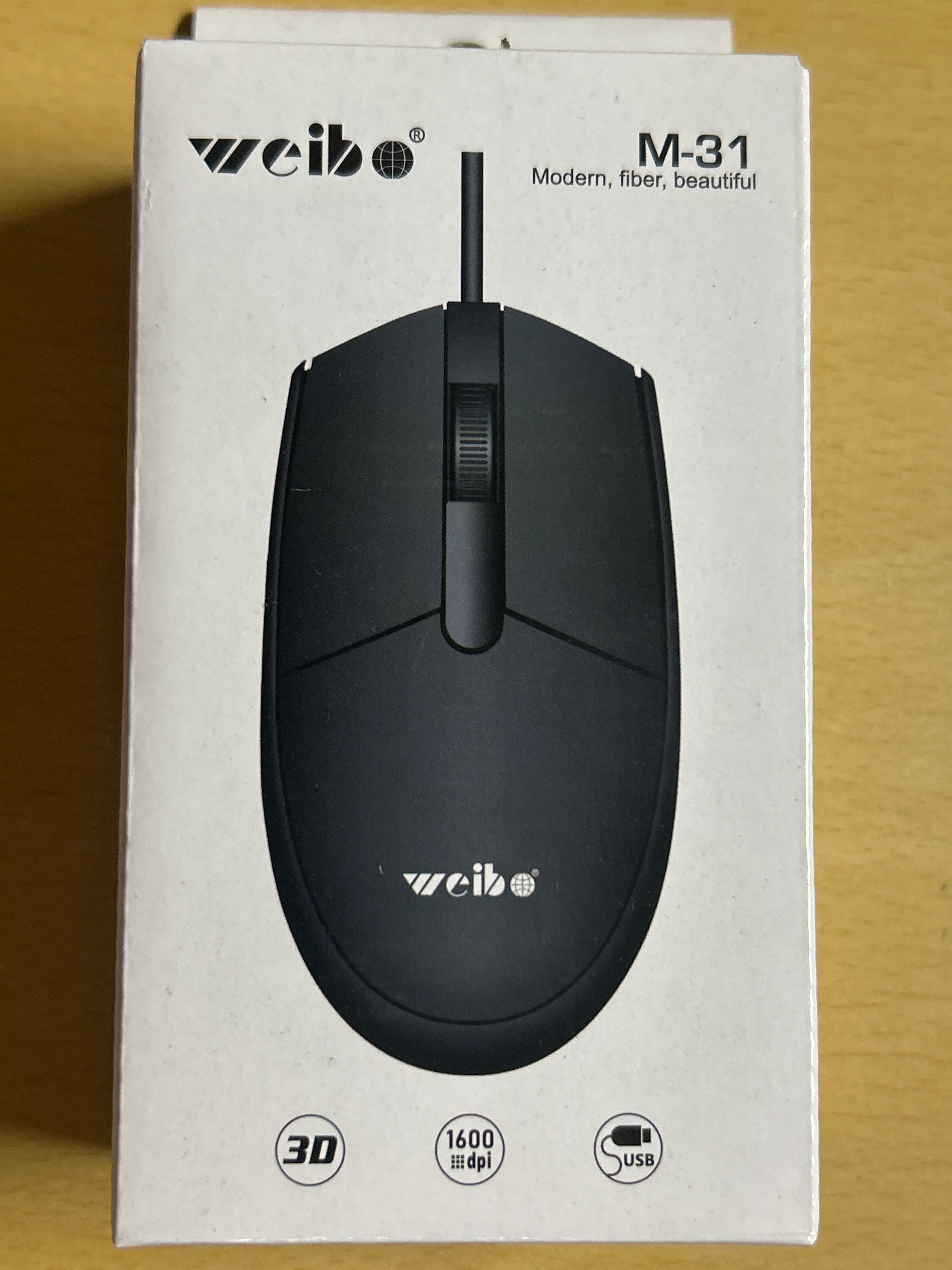 Mouse Alámbrico Weibo M-31 – 1600 DPI, Ergonómico y Preciso 