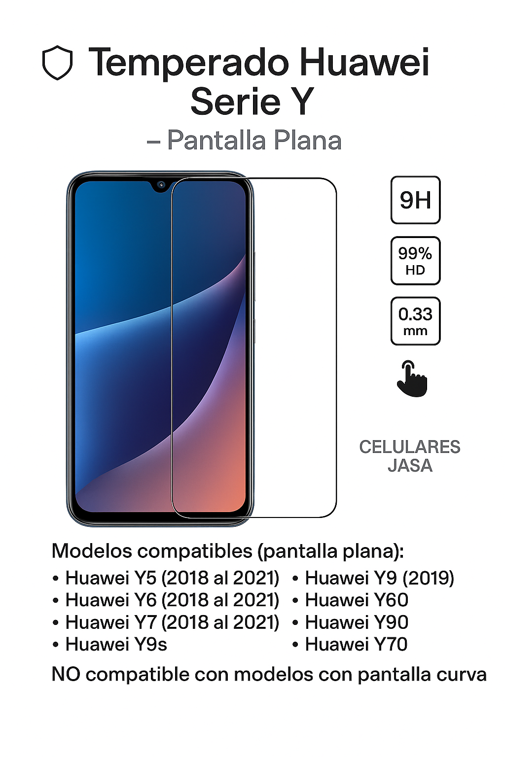 🛡️ Temperados Huawei Serie Y – Vidrio Templado Estándar