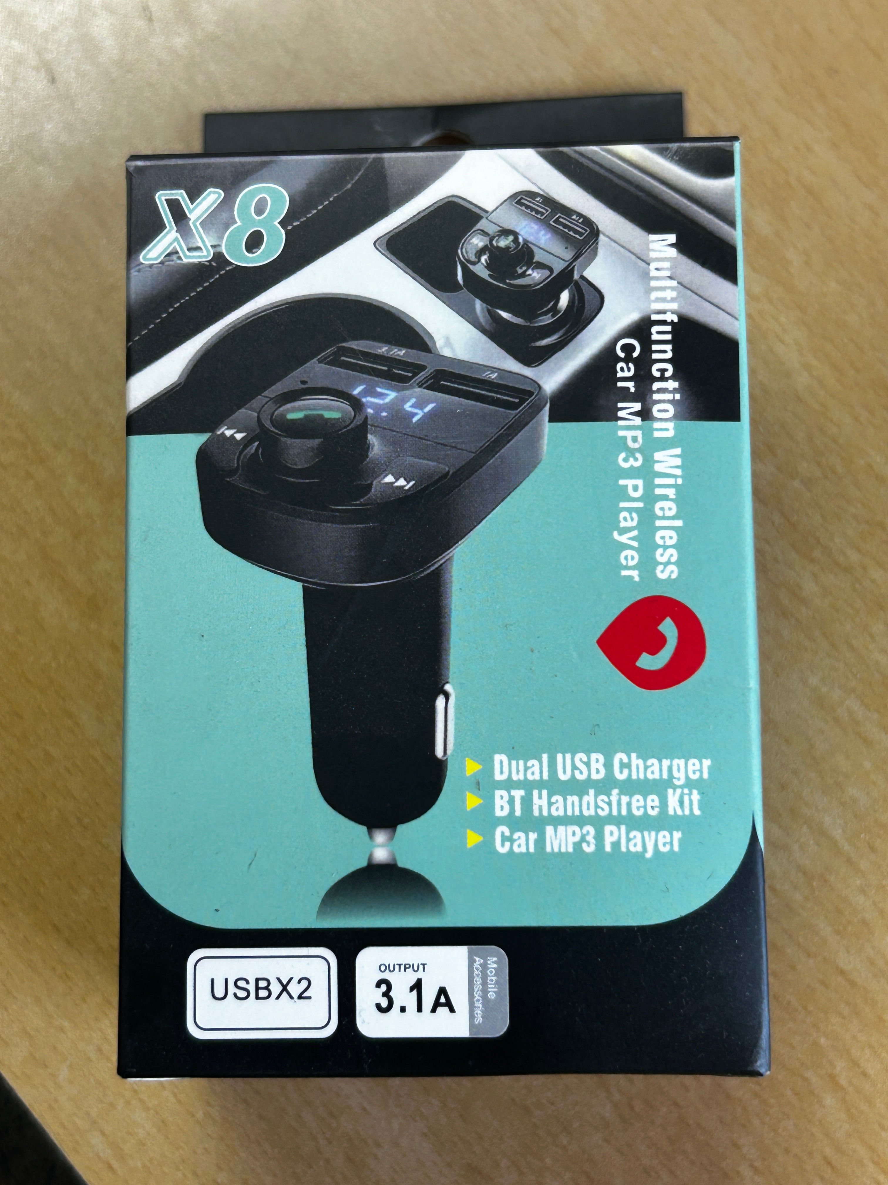 Transmisor FM X8 Bluetooth – Cargador de auto + Manos libres + MP3