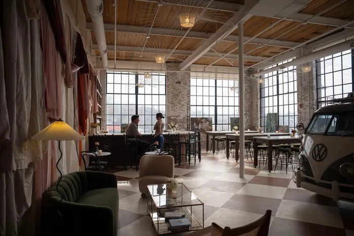 Interior view of Pont Neuf with big warehouse windows