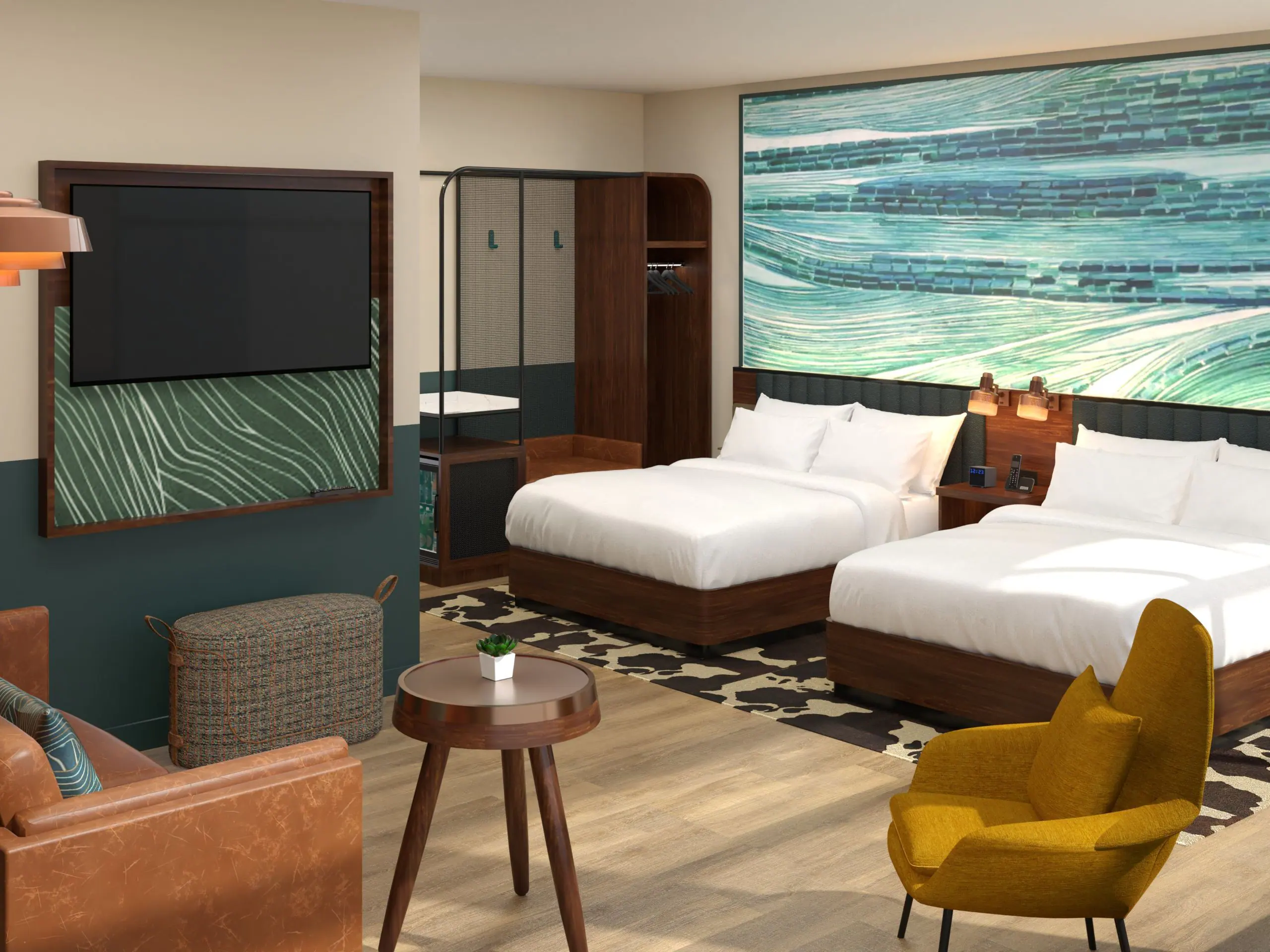 Bedroom shot of Caption Hotel in Nashville