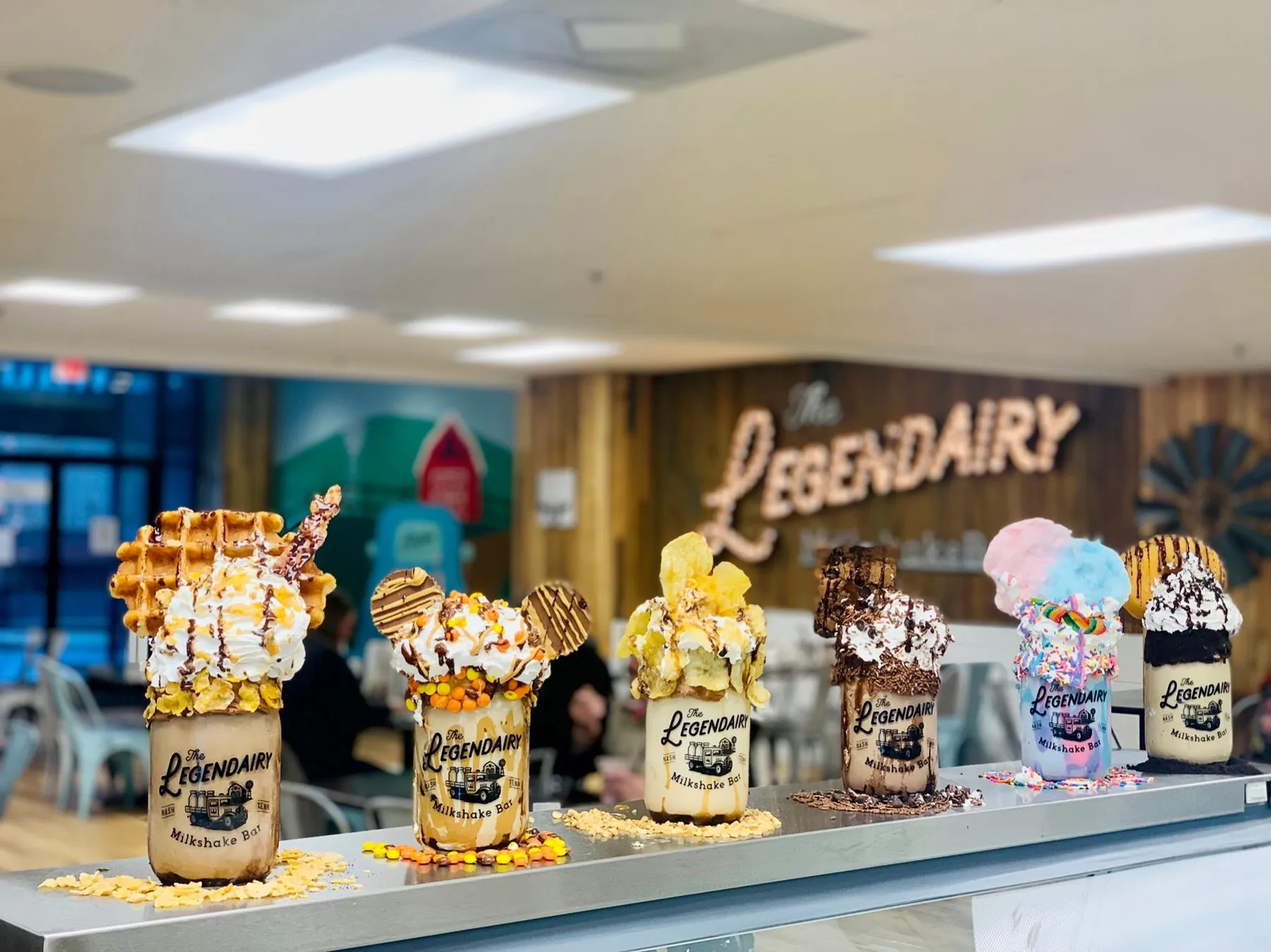 A picture of several milkshakes from Legendary Milkshake Bar in Nashville