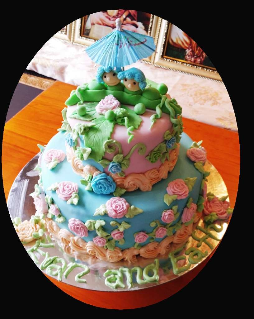 Peapods Theme -Blue & Baby Pink Rose