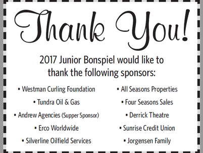The Junior Bonspiel thanks it's supporters!