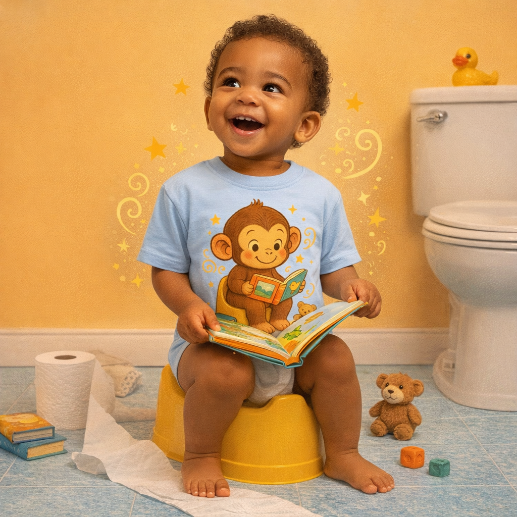 Reading Monkey Potty Training Toddler T-Shirt
