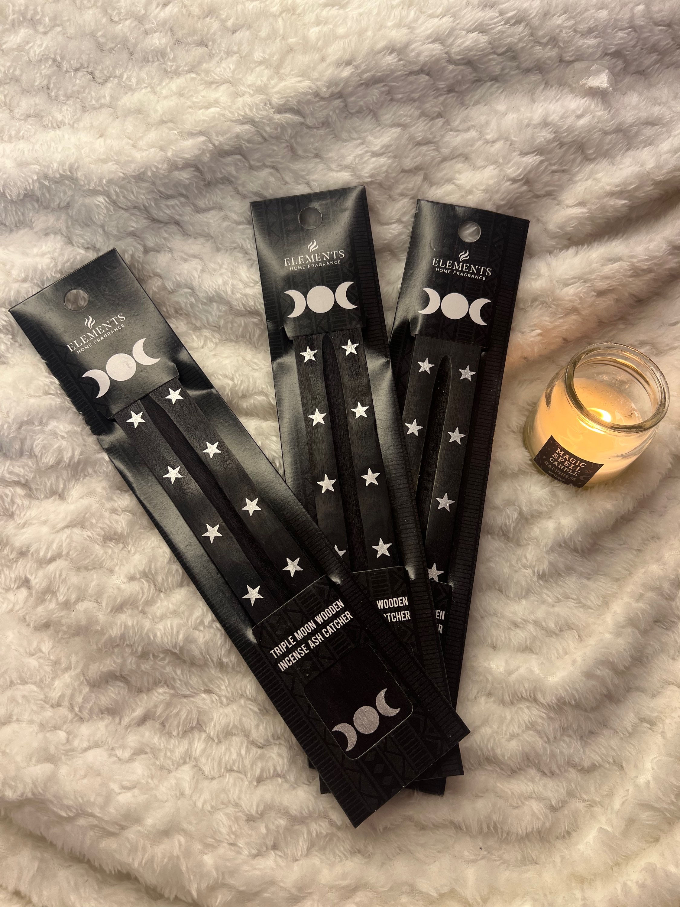 Sort røkelse holder m/ gravering