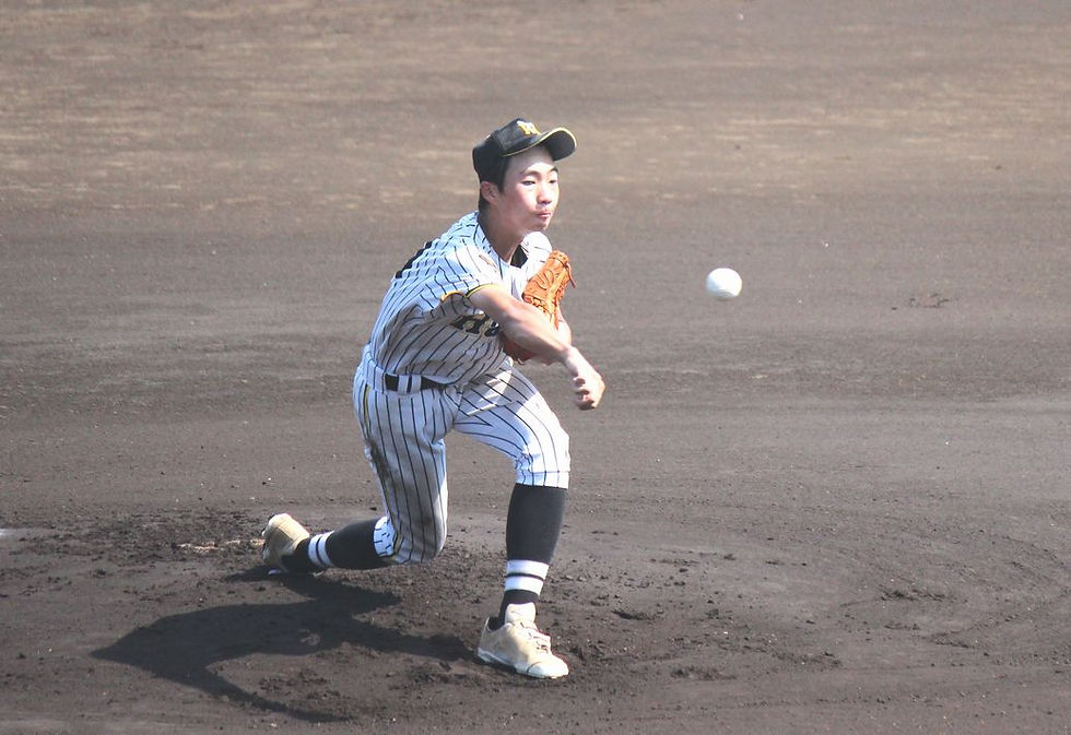 先発し3回パーフェクトピッチングの松井投手(ゆめのベースボールクラブ出身3年)