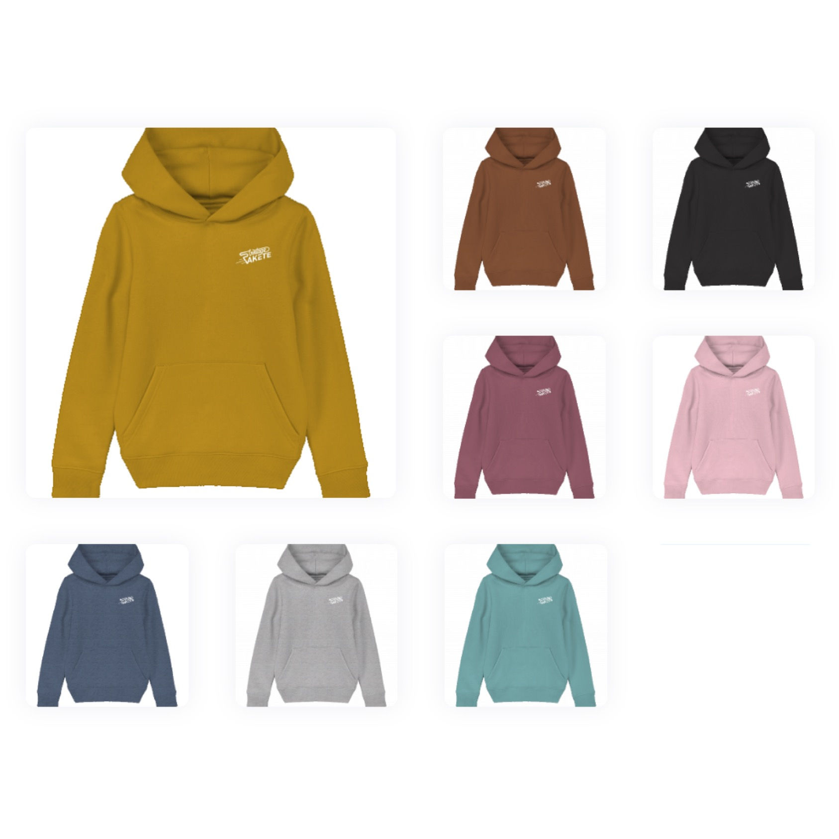 Kids-Hoodie (kleines Vintage-Raketen-Logo in weiß)