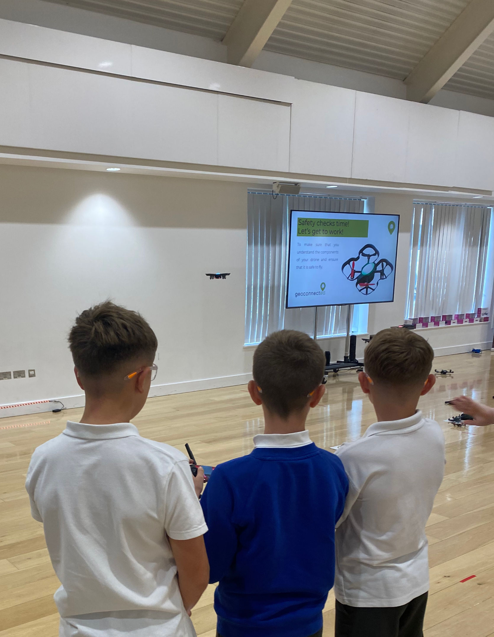 drone on a map on the floor ready to fly