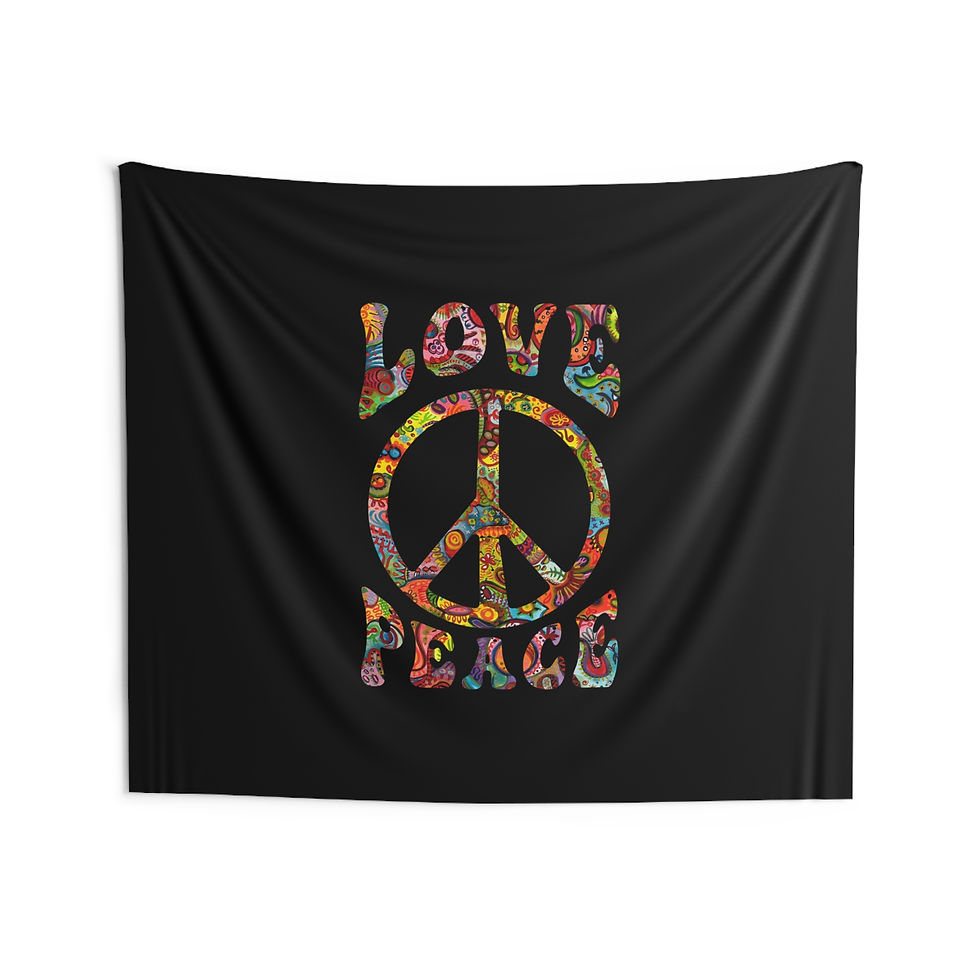 Thumbnail: LOVE PEACE blk Tapestry