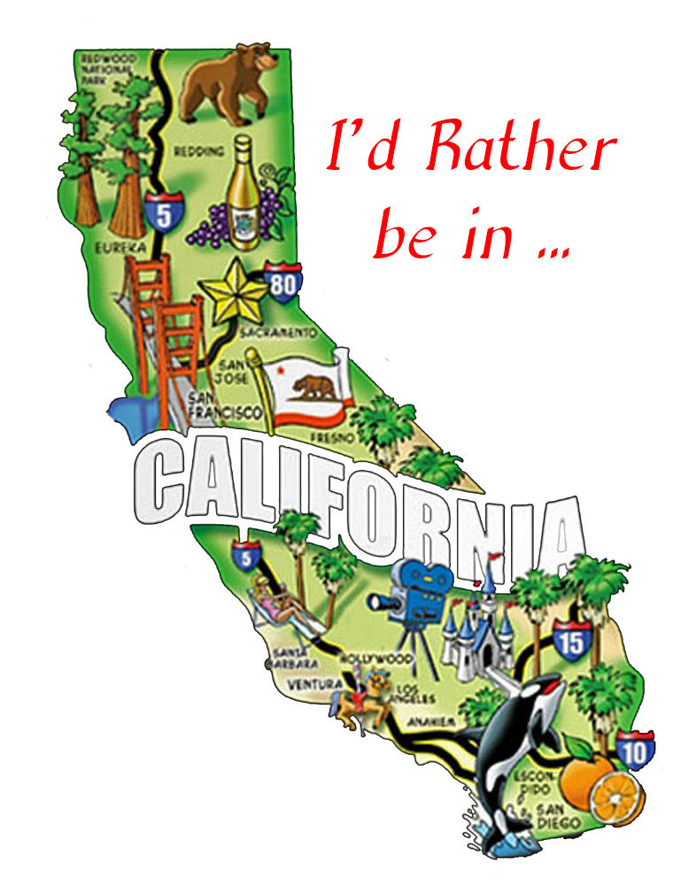 Thumbnail: Greeting Note Card - I'd Rather be in California